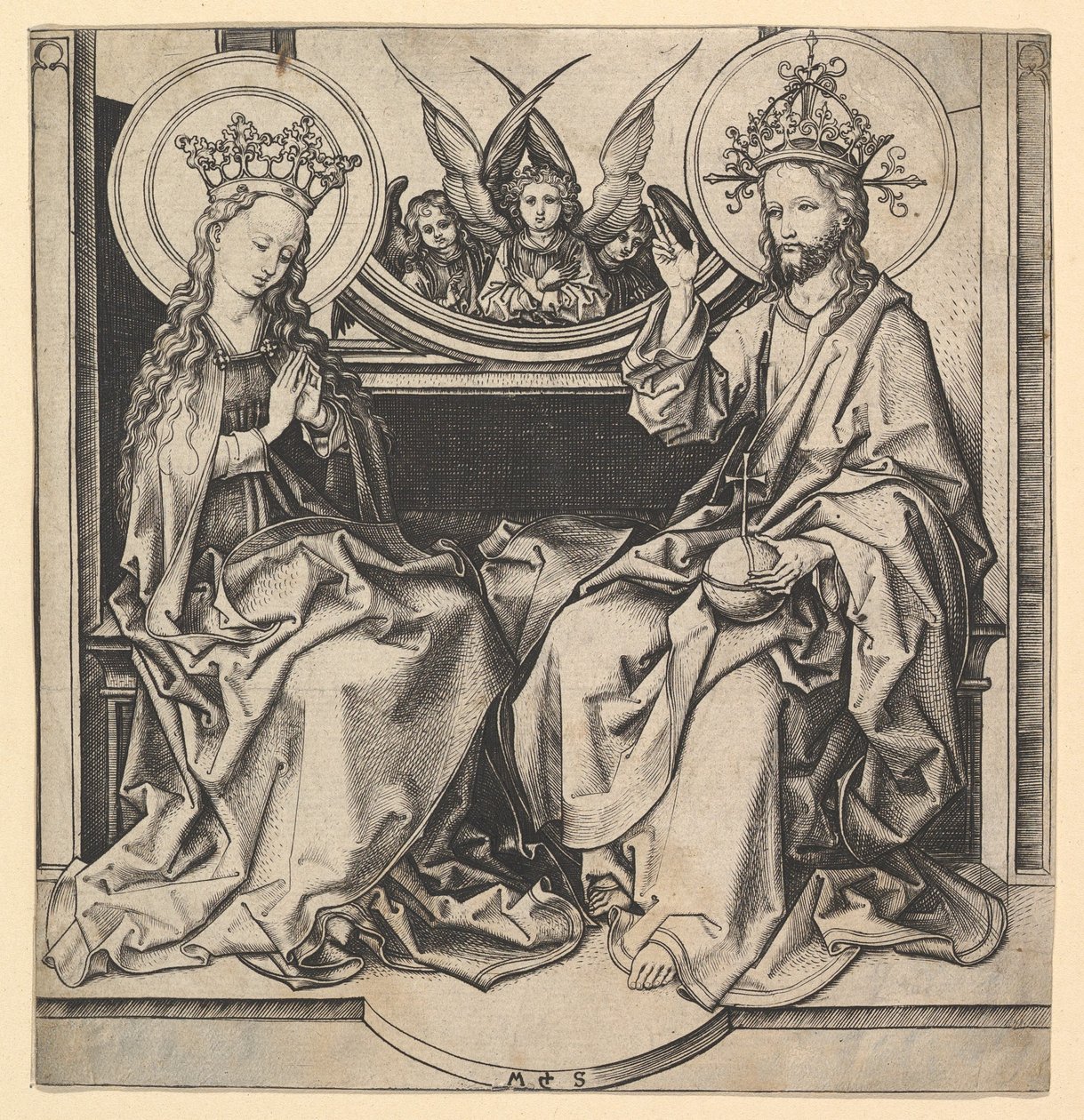 Jungfruns tronsättning, ca. 1435-1491. av Martin Schongauer