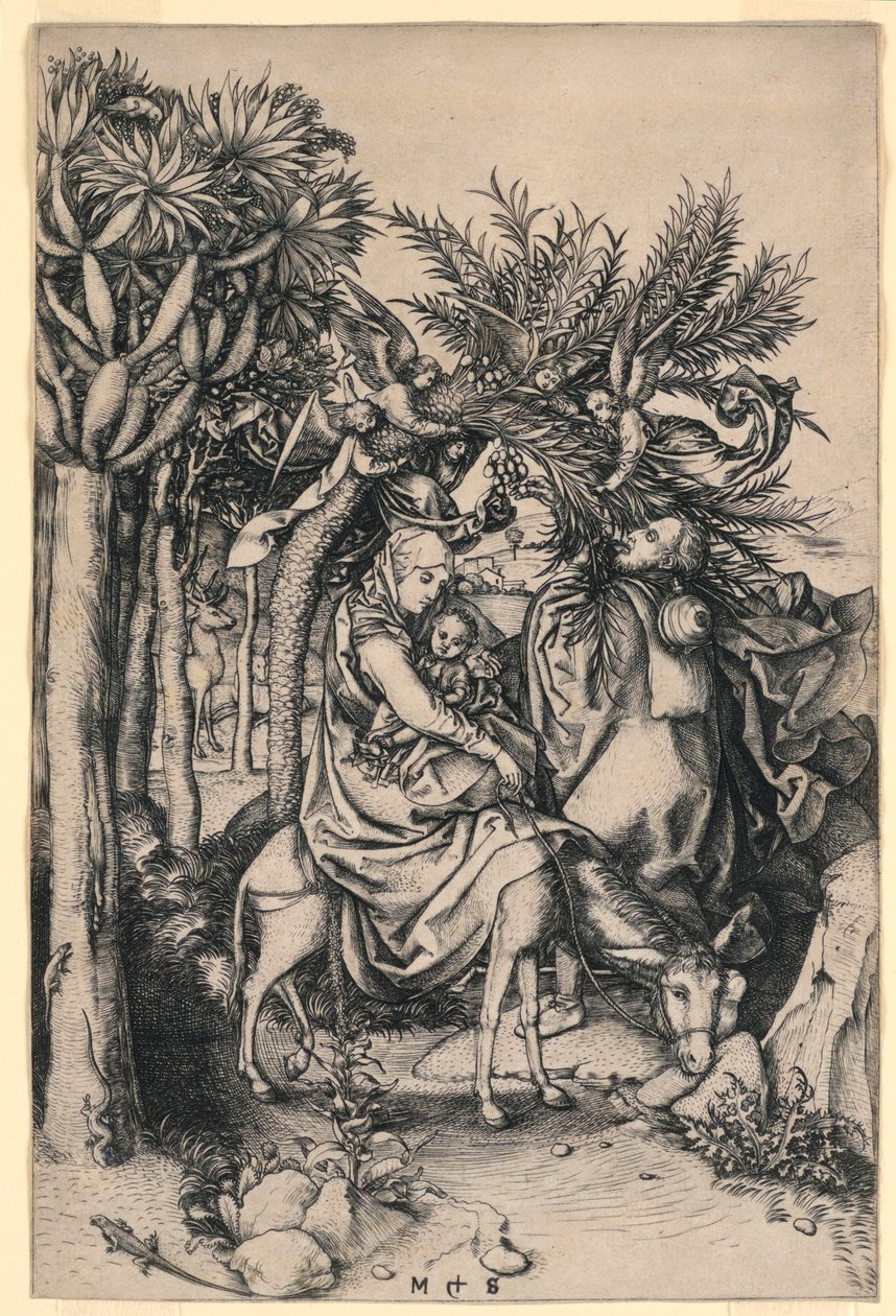 エジプトへの逃避 スウェーデン語 av Martin Schongauer
