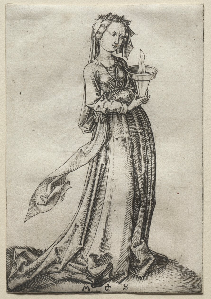 Den fjärde vise jungfrun. av Martin Schongauer