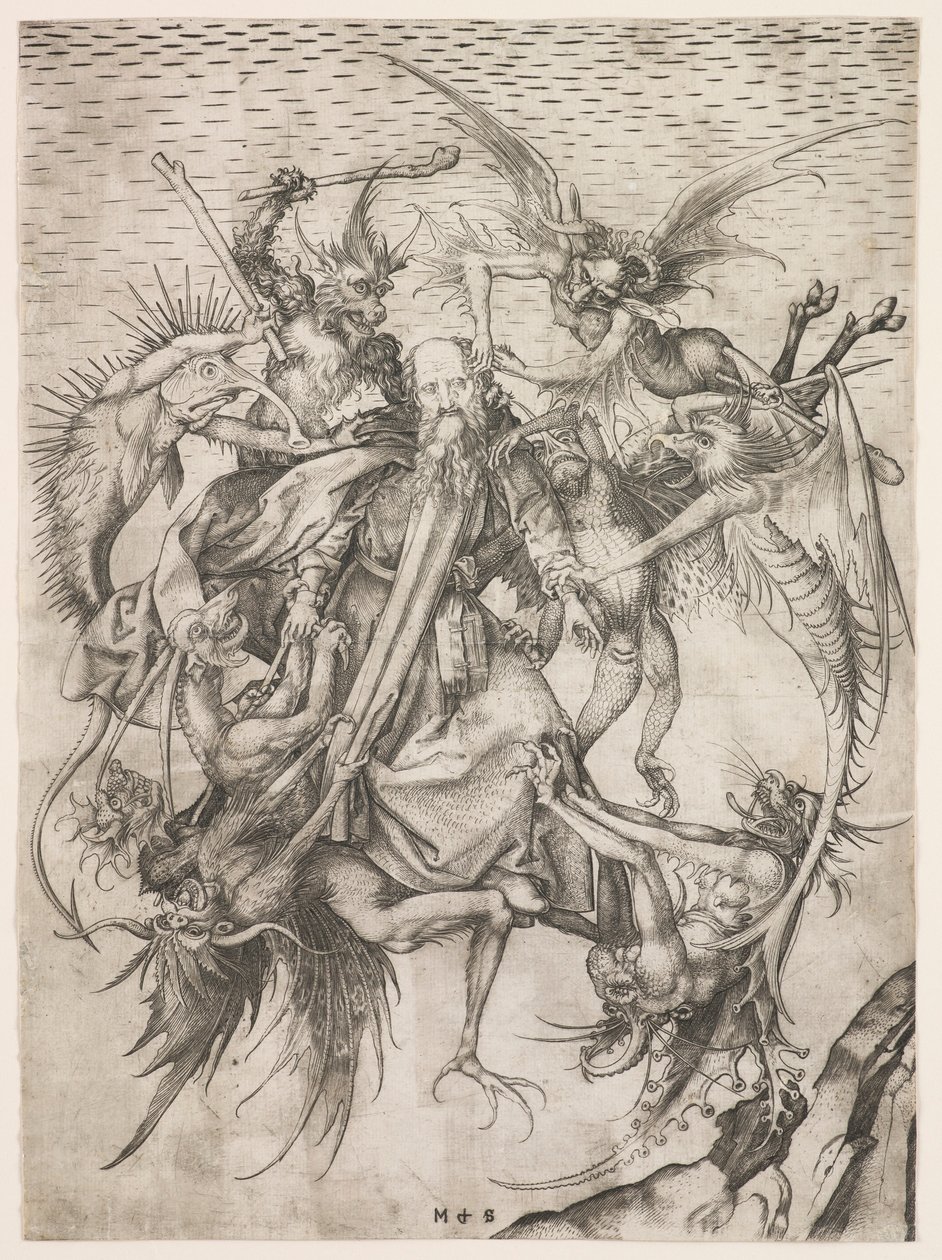 St Anthonys vedermödor av Martin Schongauer