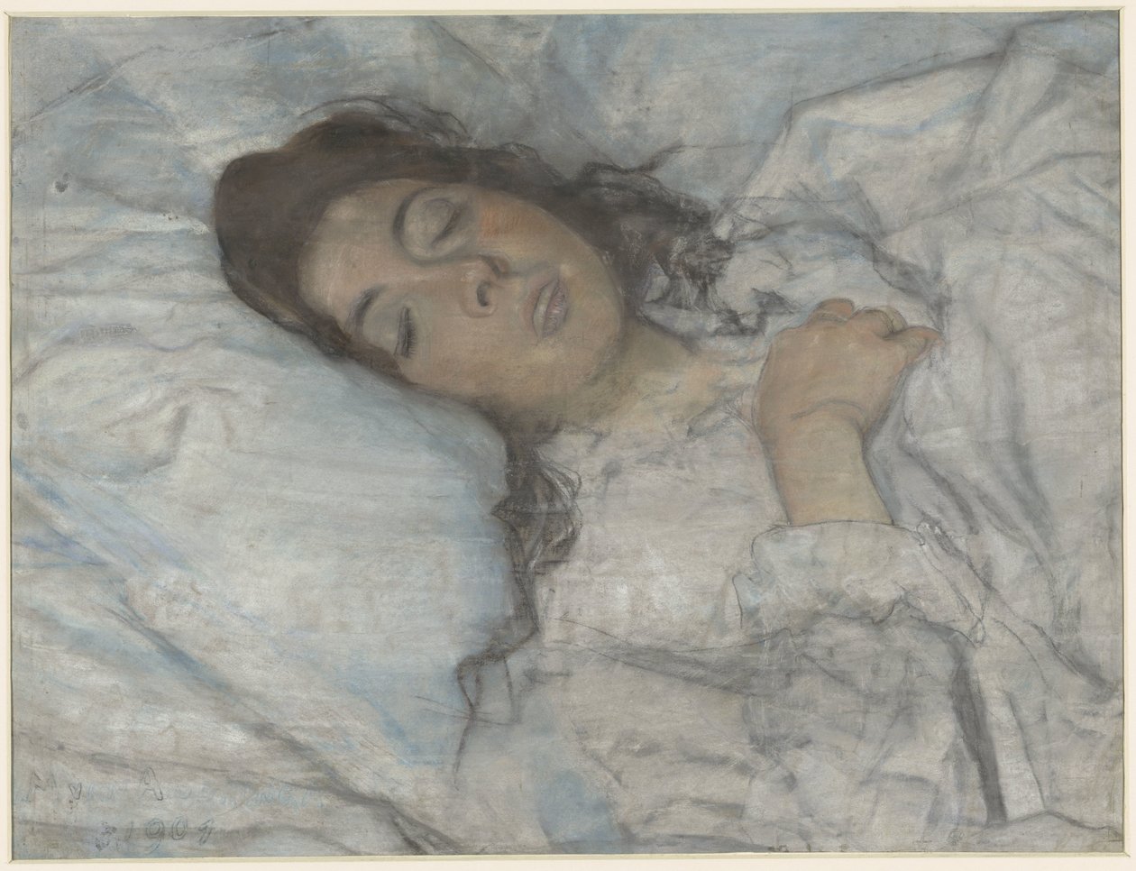sovande kvinna av Martinus van Andringa (signed by artist)