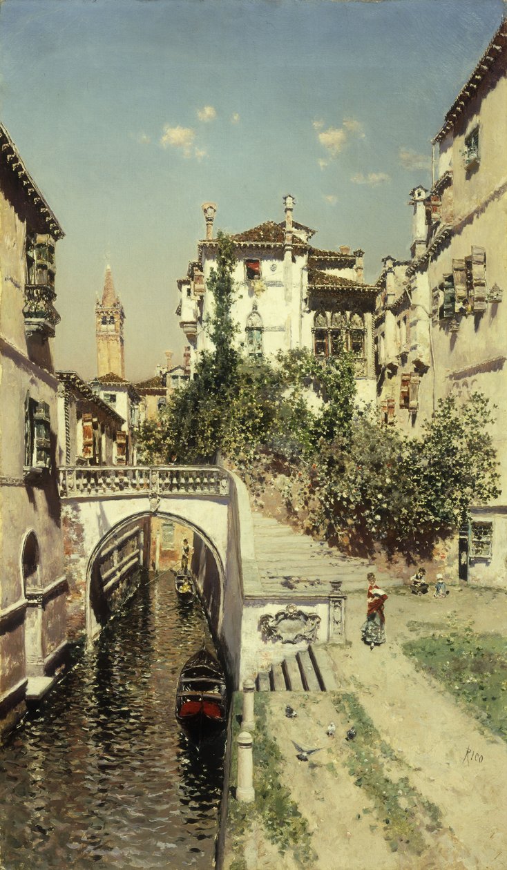 En venetiansk kanalscene av Martín Rico y Ortega