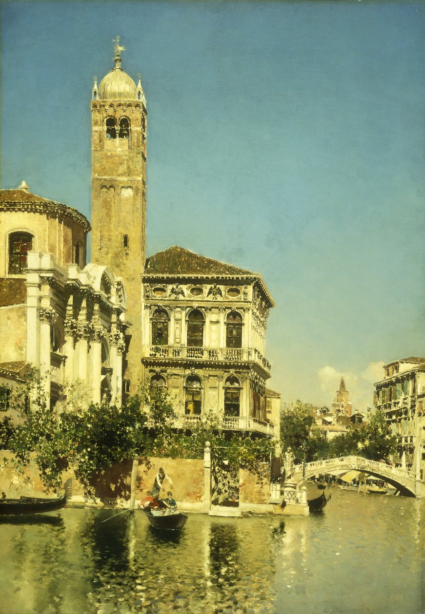 En venetiansk kanalscene av Martín Rico y Ortega