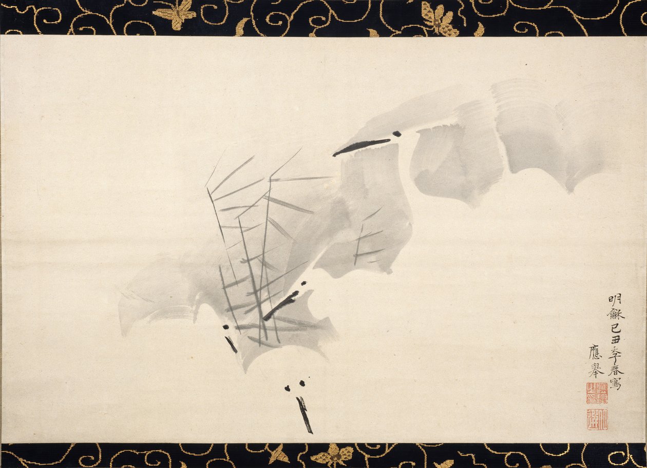 Vita hägrar, 1769. av Maruyama Okyo