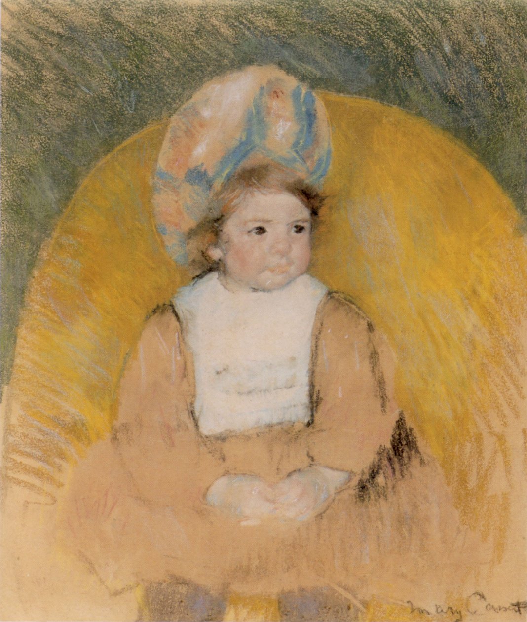 Young Girl Seated in a Yellow Armchairn av Mary Cassatt