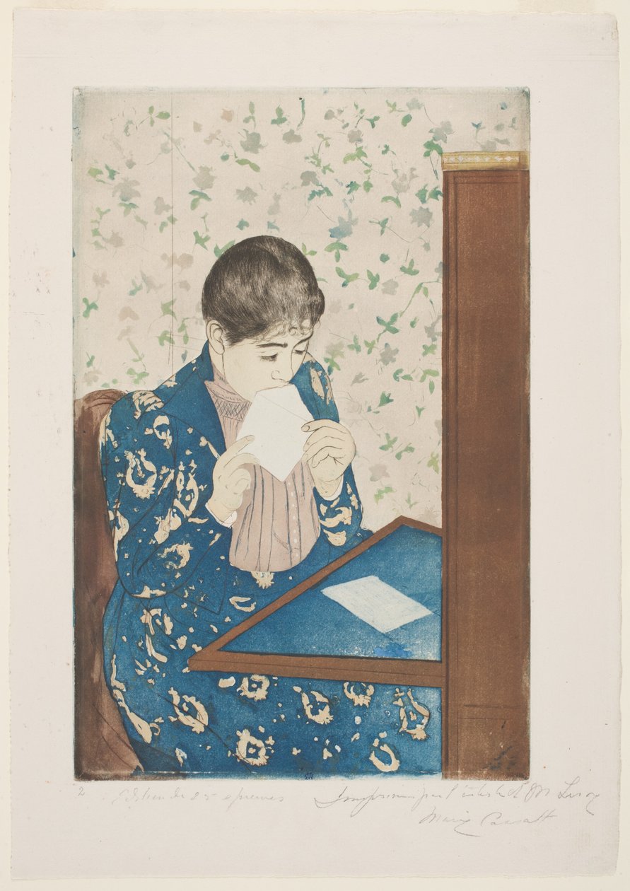 The Letter, 1890-91 (drypoint & aquatint on paper) av Mary Cassatt