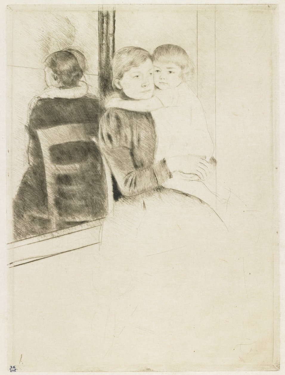 Spegeln, 1891 av Mary Cassatt