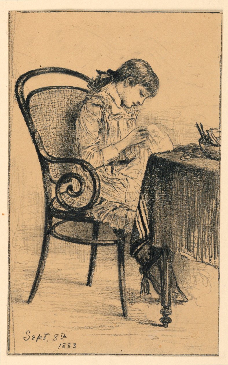 Teckning, Marian Syning, 1883 av Mary A. Hallock Foote