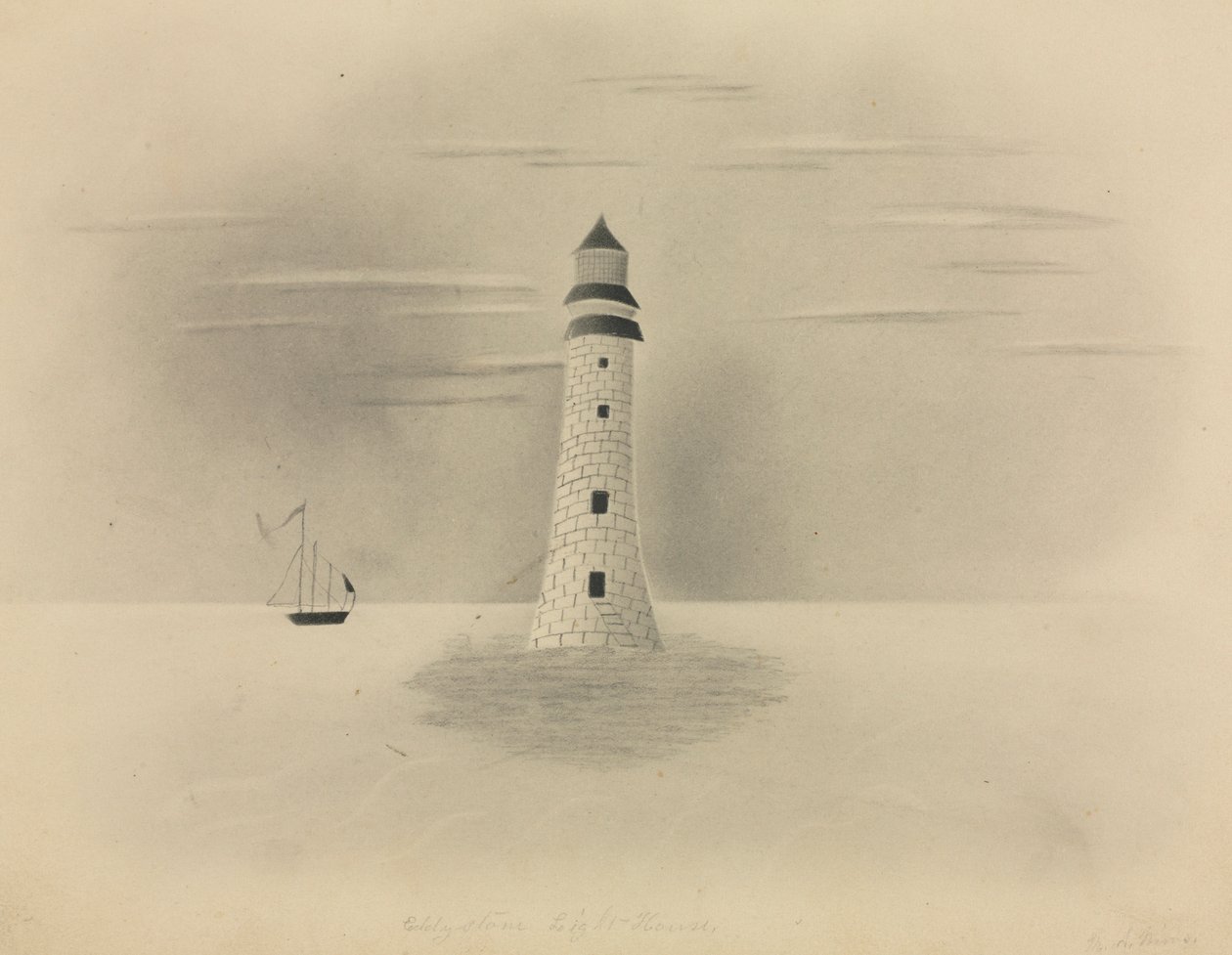 Eddystone fyr, 1840. av Mary Altha Nims
