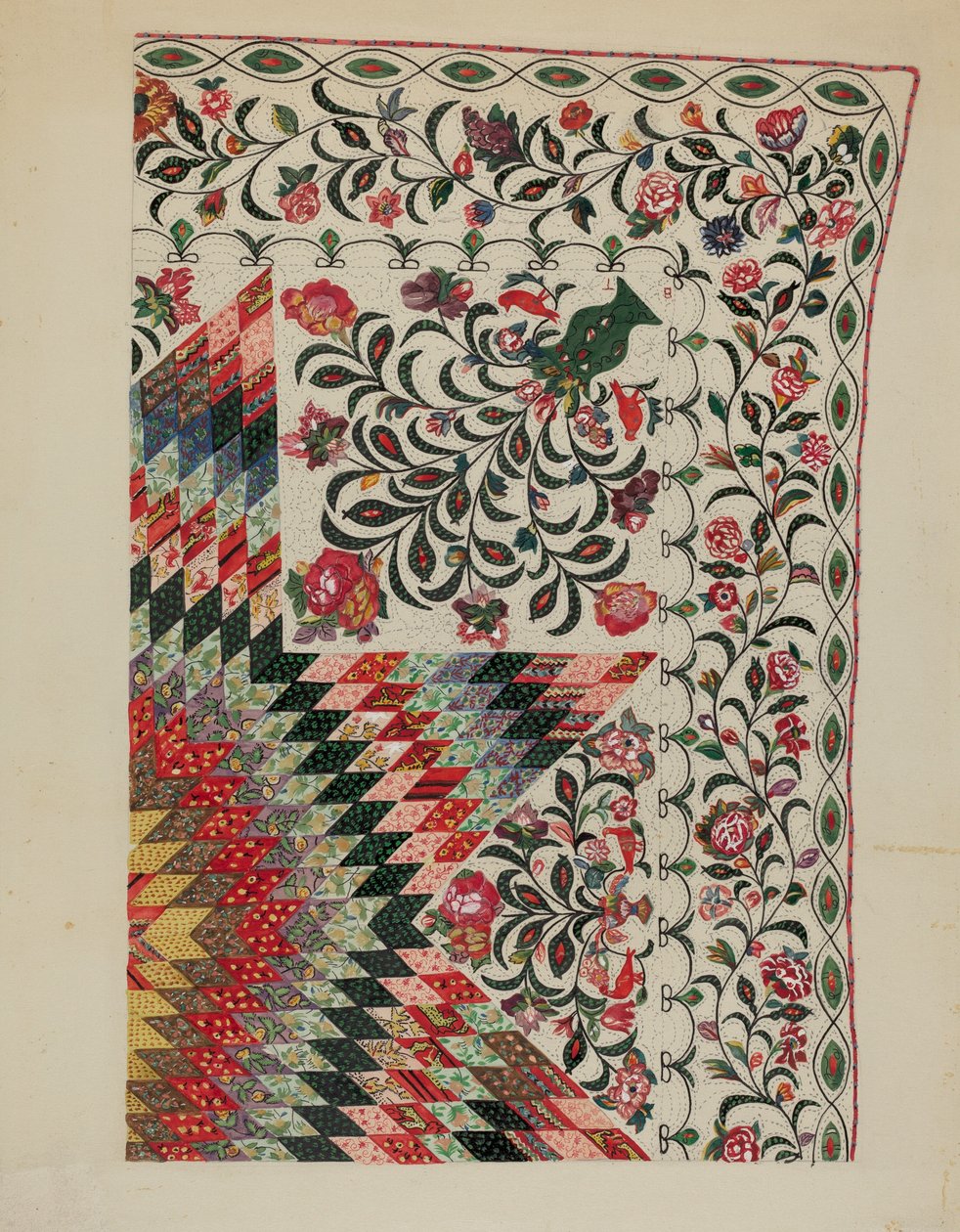 Patchwork och applikatäcke av Mary Berner