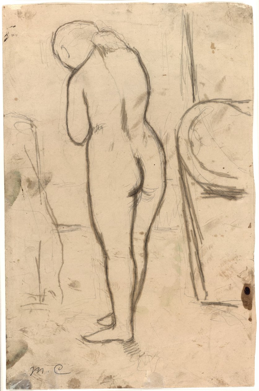 Ritning för stående naken, c.1879 av Mary Cassatt