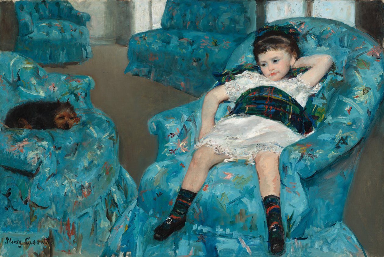 Liten flicka i en blå fåtölj, 1878. av Mary Cassatt