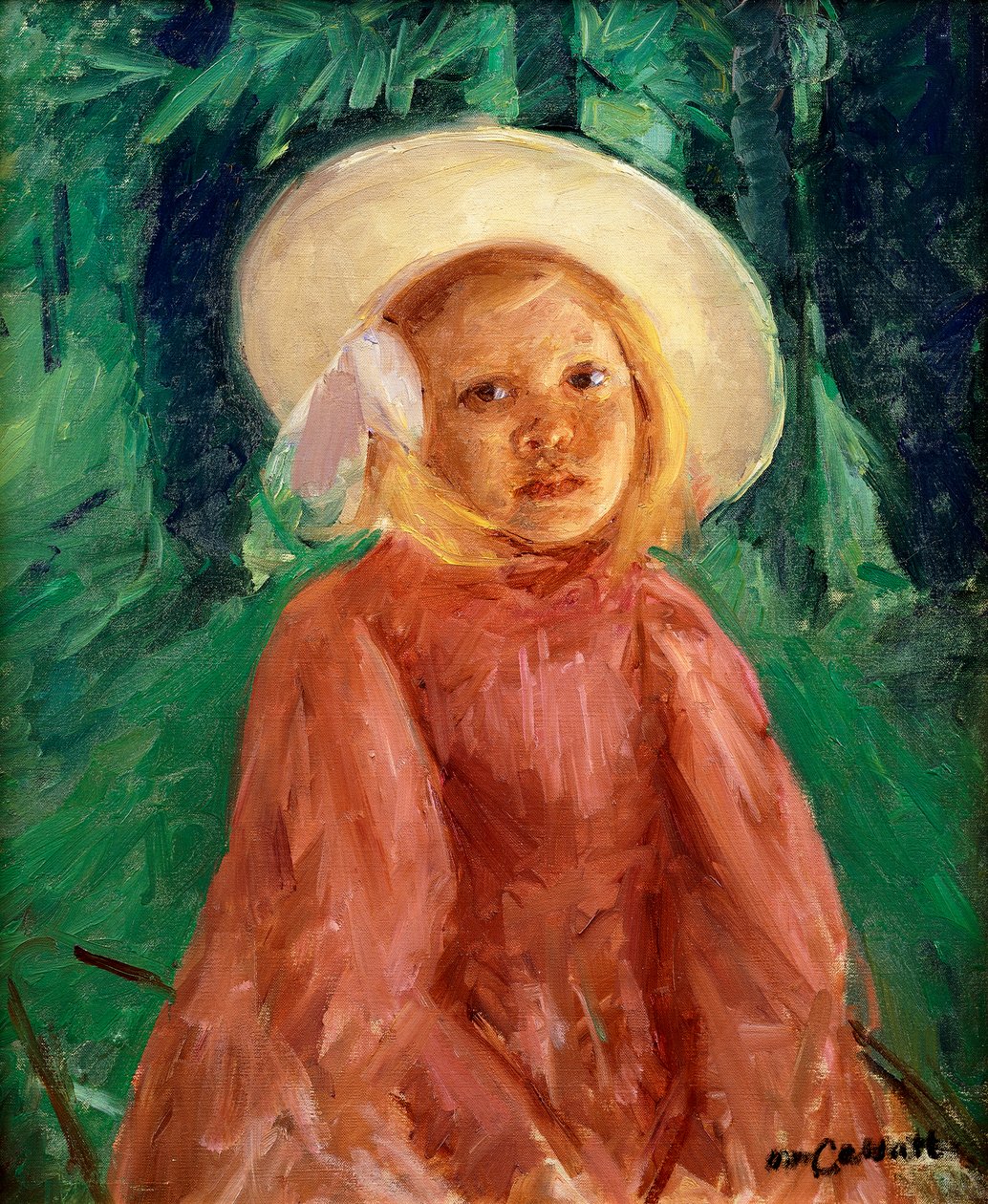 Liten flicka i en rödvinbärsklänning, 1912 av Mary Cassatt