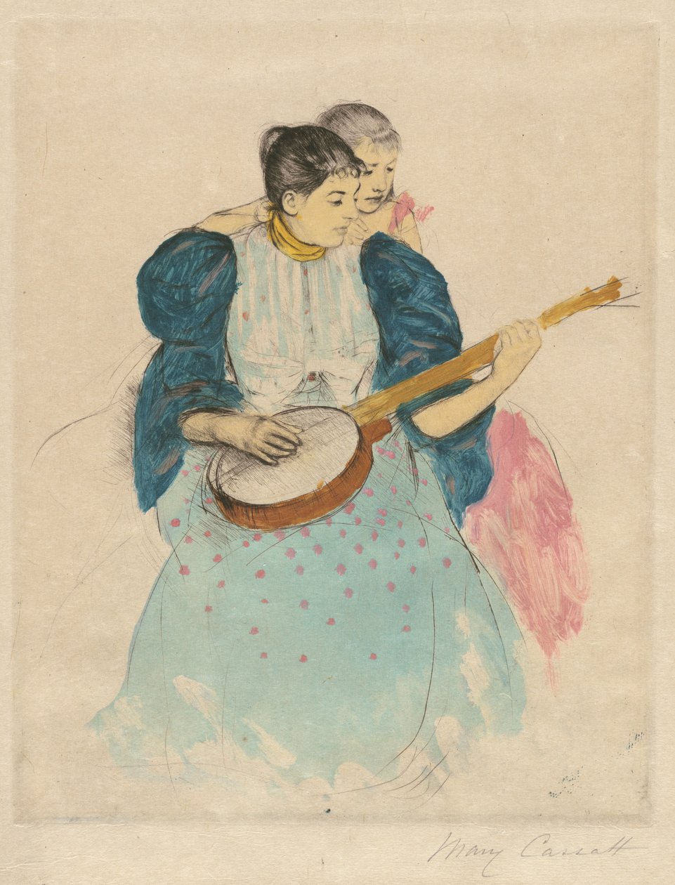 Banjolektionen, ca. 1893. av Mary Cassatt