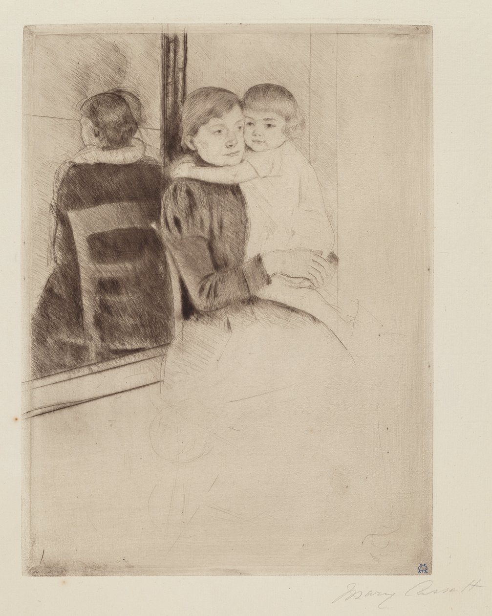 Spegeln, c. 1891. av Mary Cassatt