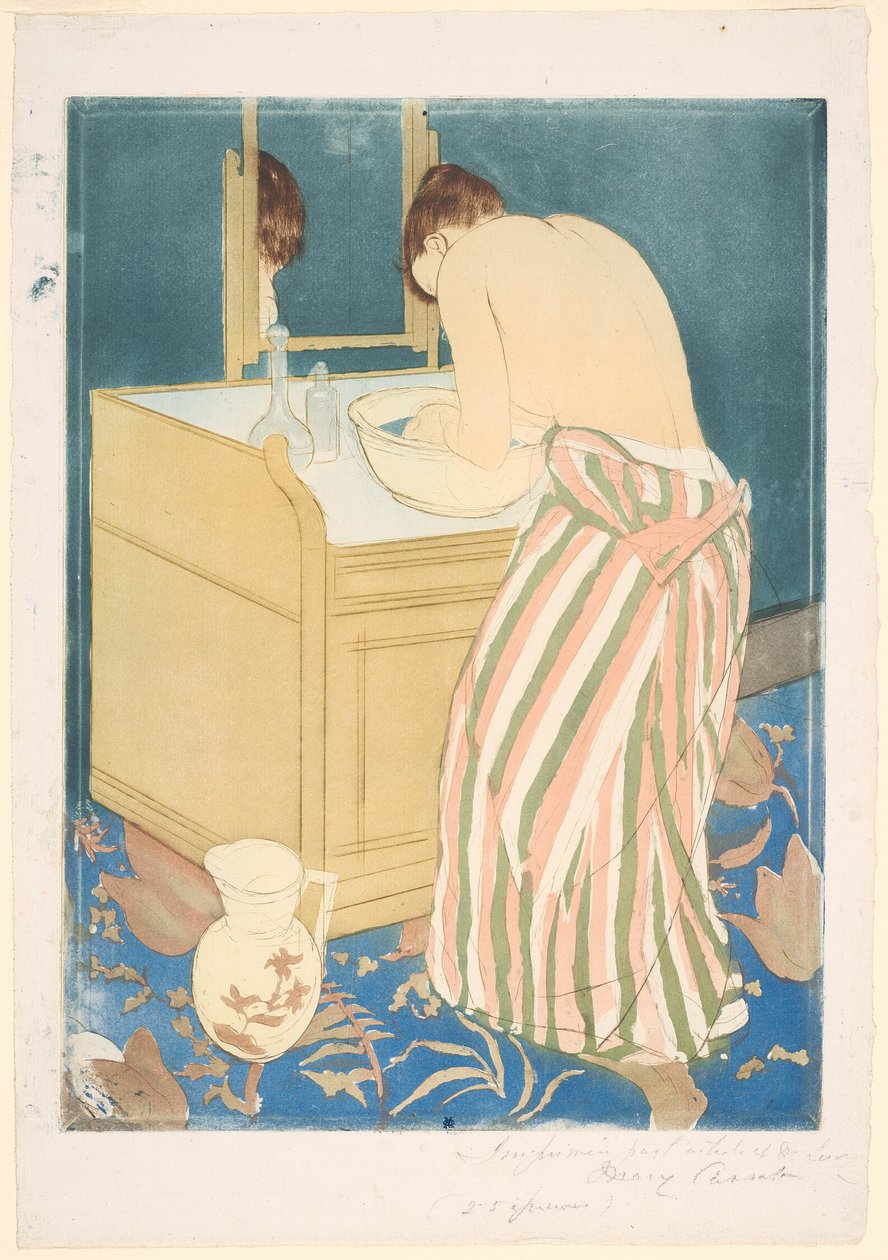 Kvinna som badar av Mary Cassatt