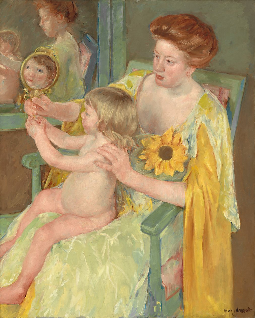 Kvinna med en solros, ca. 1905. av Mary Cassatt