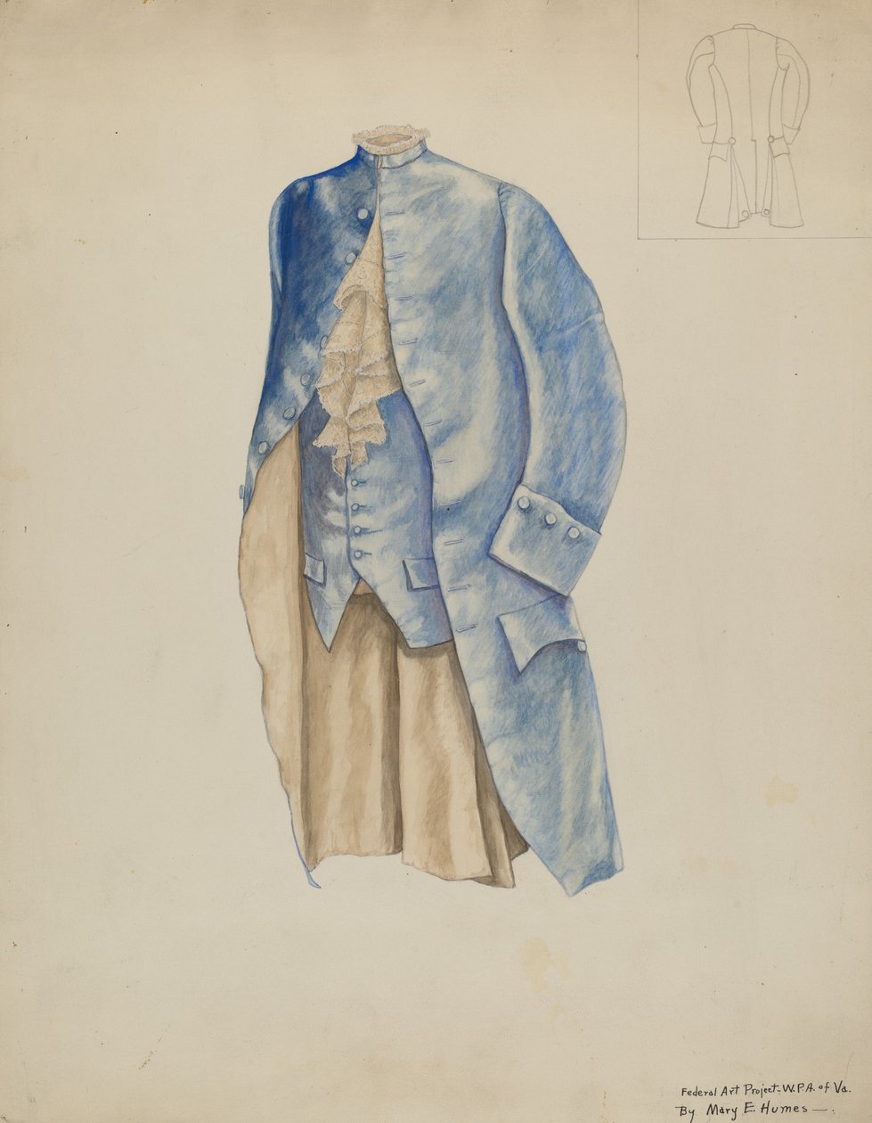 Kappa och väst för män, ca. 1937. av Mary E Humes