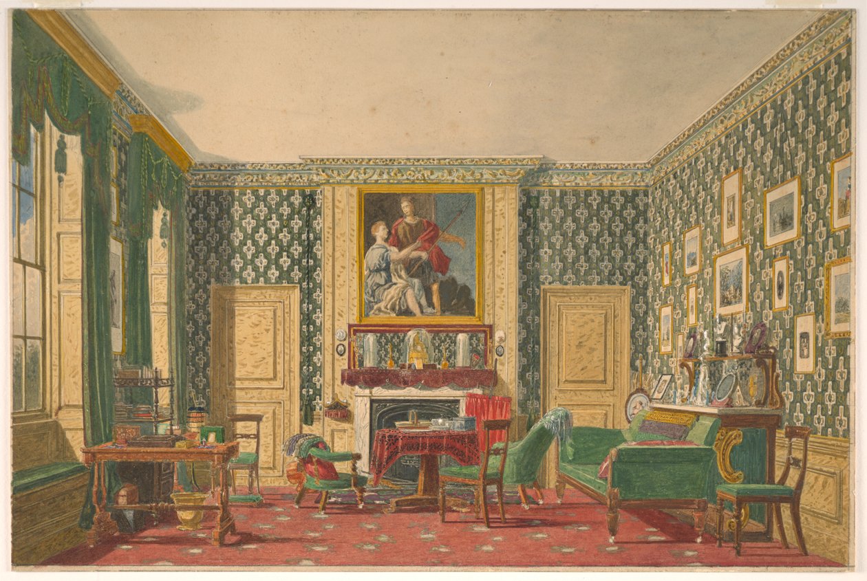 Teckning, En interiör, 1837-40 av Mary Ellen Best
