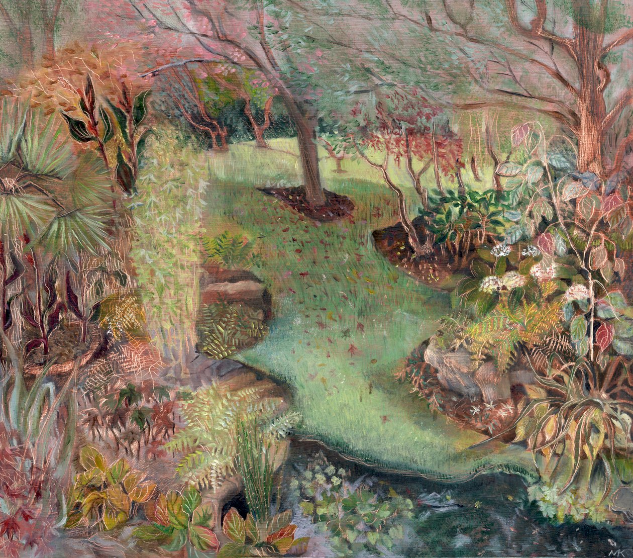 Macgregor Garden, 2003 (olja ombord) av Mary Kuper