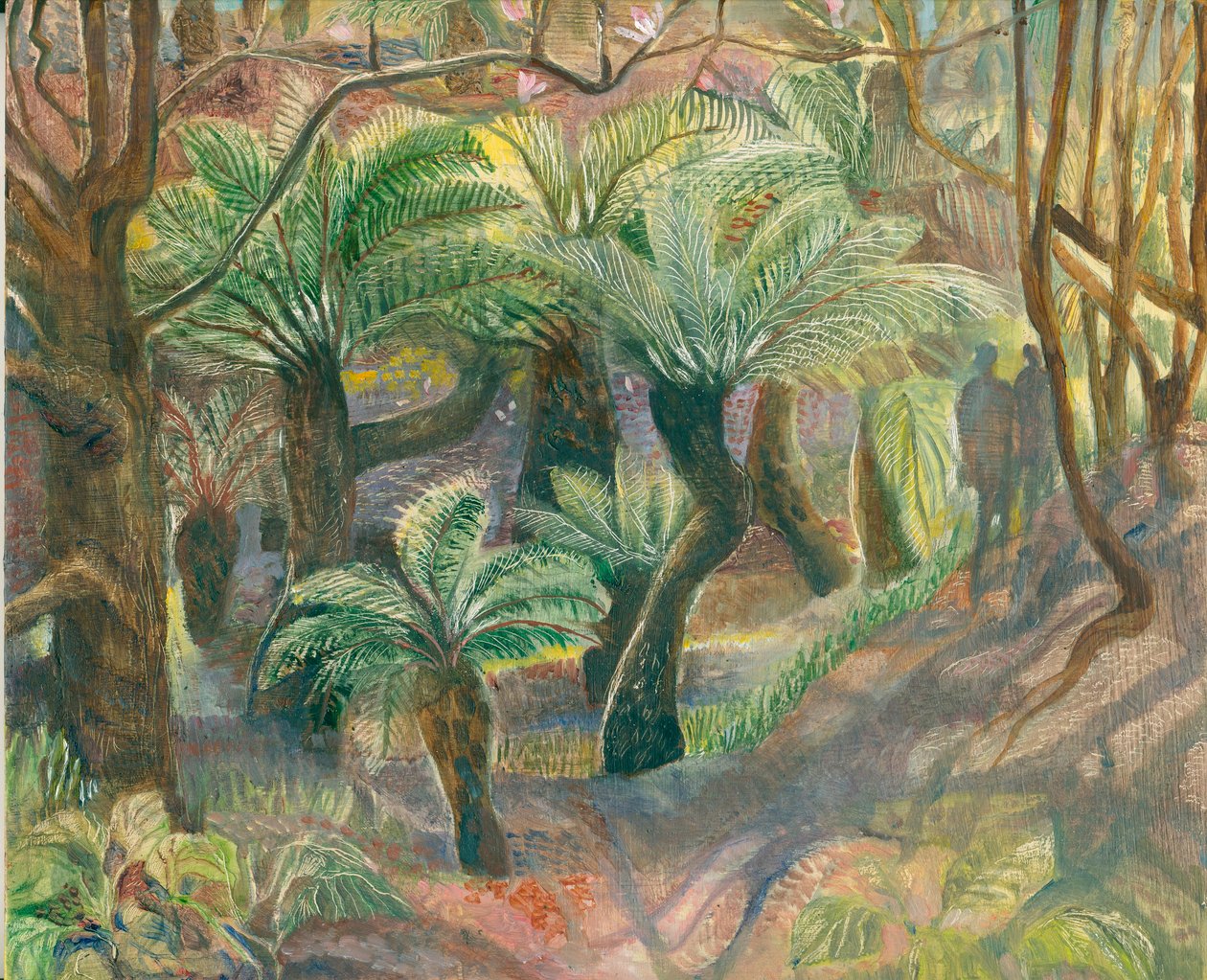 Trädormbunkar, Trewidden, 2012 (olja ombord) av Mary Kuper