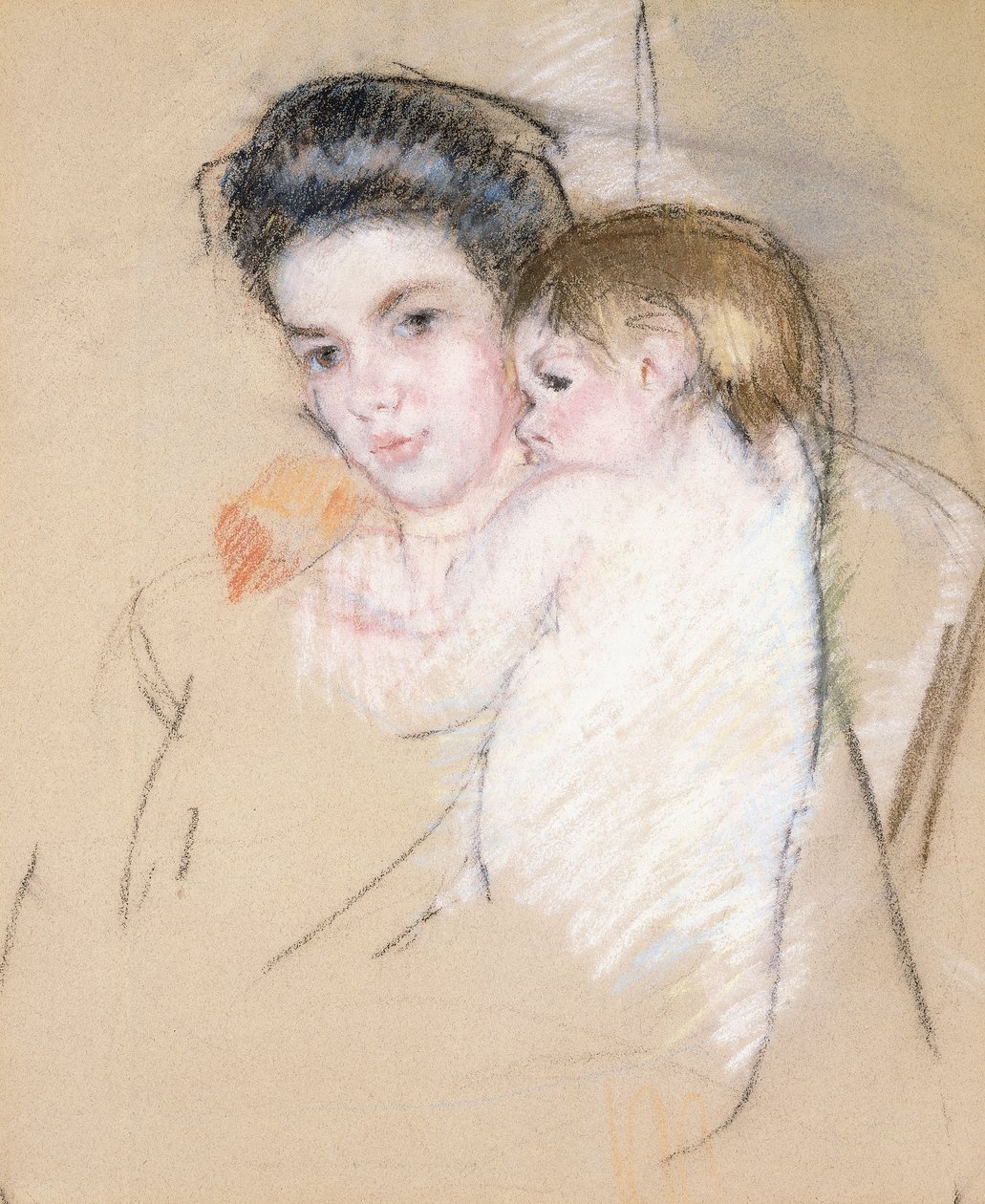 Mor och nakent barn, av Mary Cassatt