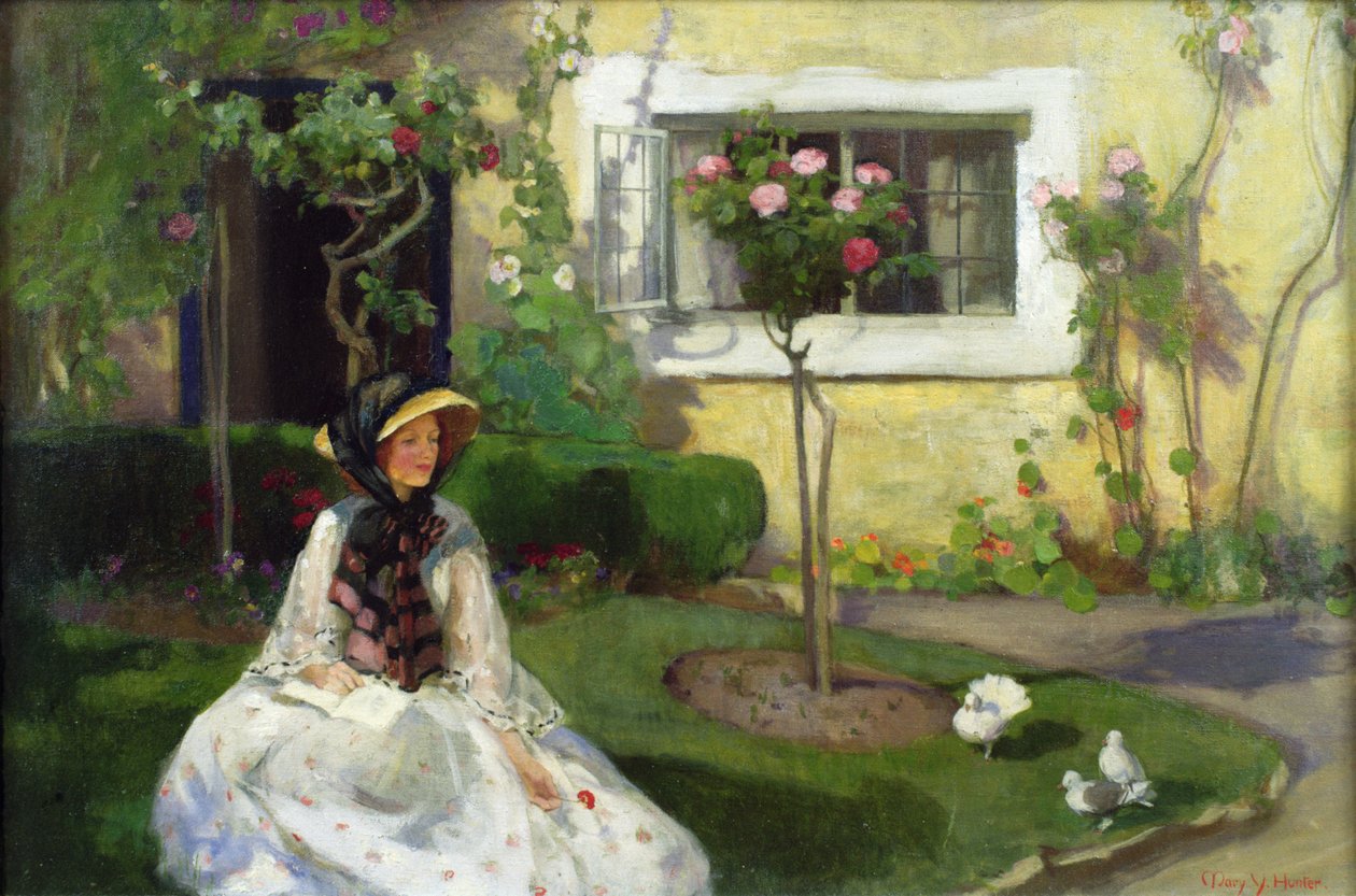 A Quiet Moment (olja på duk) av Mary Young Hunter