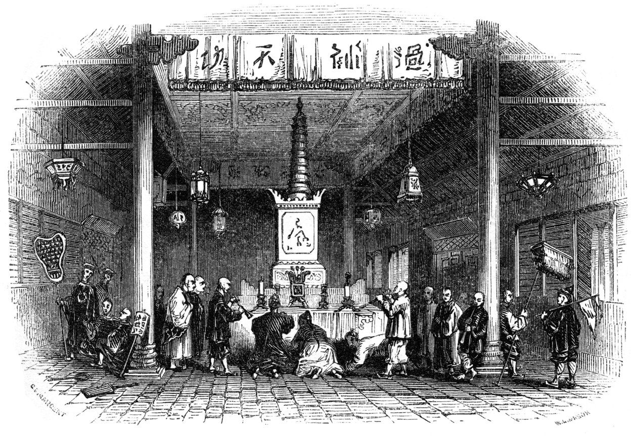 Buddhisttempel, Kina, 1847 av Mason