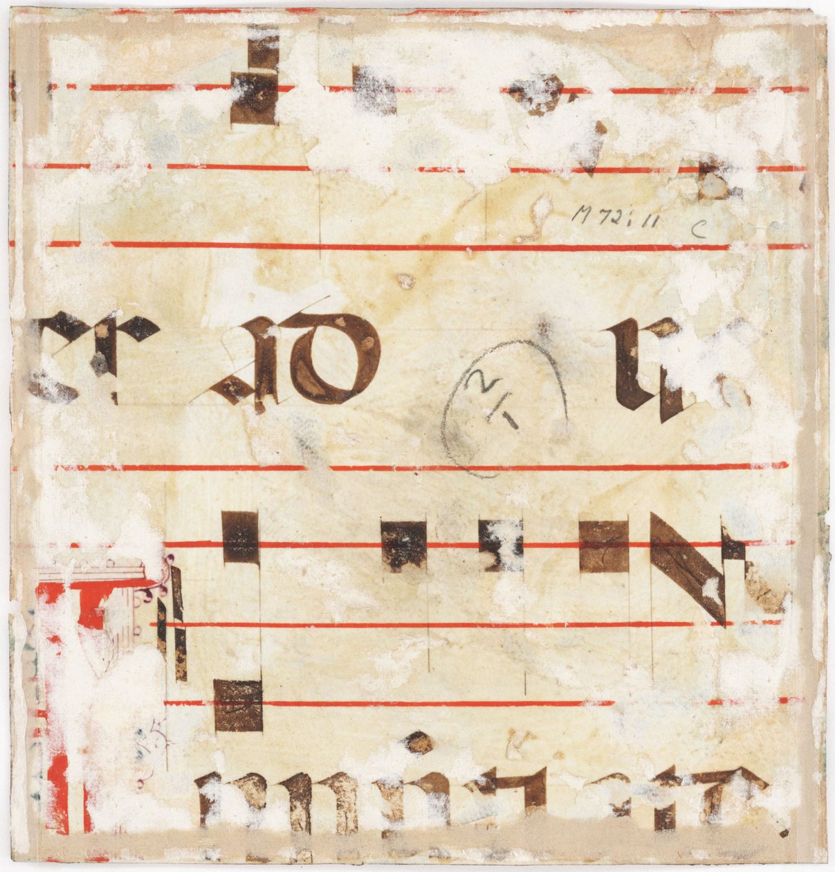 Gradvis, skärande med en historisk initial från ett antifonarium, Milano, 1515 (tempera och bläck på pergament) (baksidan av 3587461) av Master B. F. 16th century Master B. F. 16th century