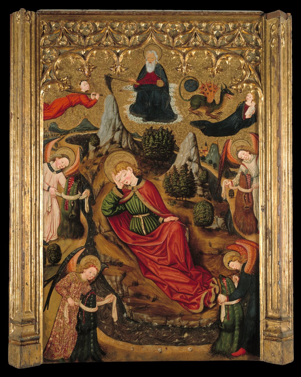Saint John the Evangelists Dream at Patmos av Master of Aiguatèbia