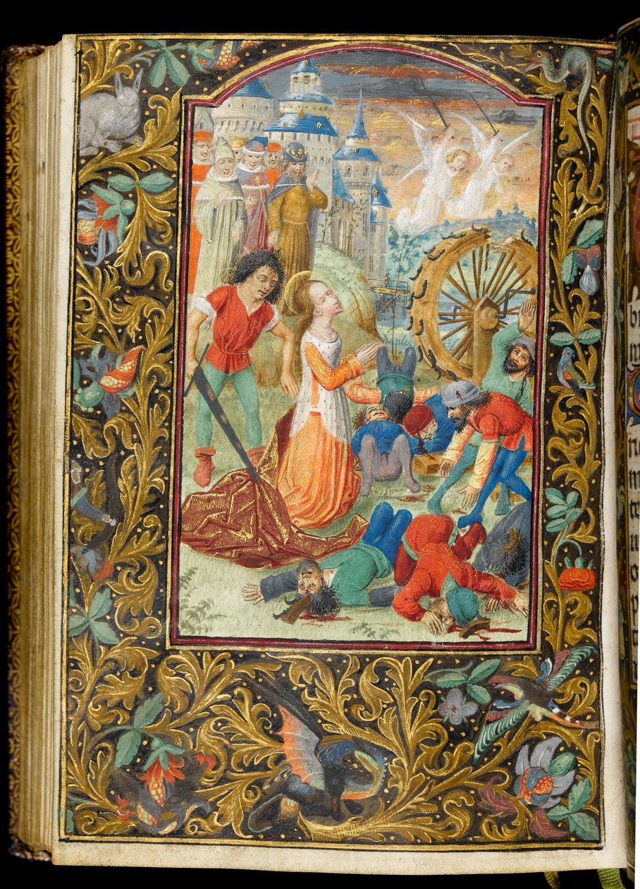 Ms 268 f.140v Martyrdom of Saint Catherine, c.1475 (bläck på pergament) av Master of Fitzwilliam