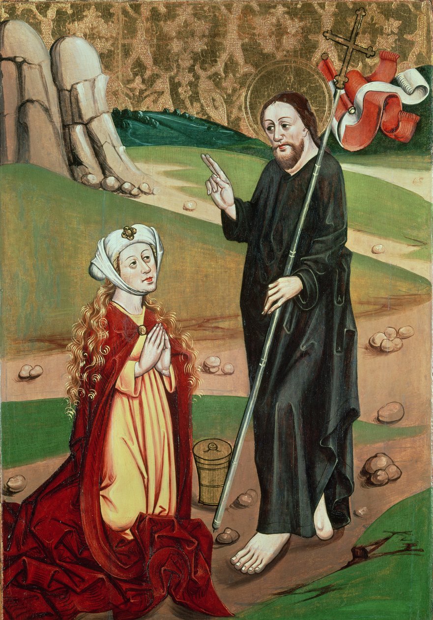 Kristus uppenbarar sig för Maria Magdalena (tempera på panel) av Master of Janosret