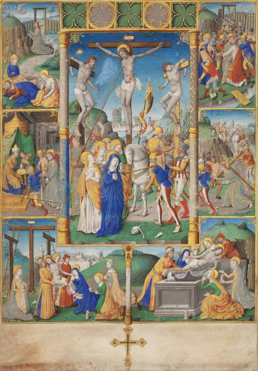 The Crucifixion with Six Passion Stories av Master of Jaques de Besançon