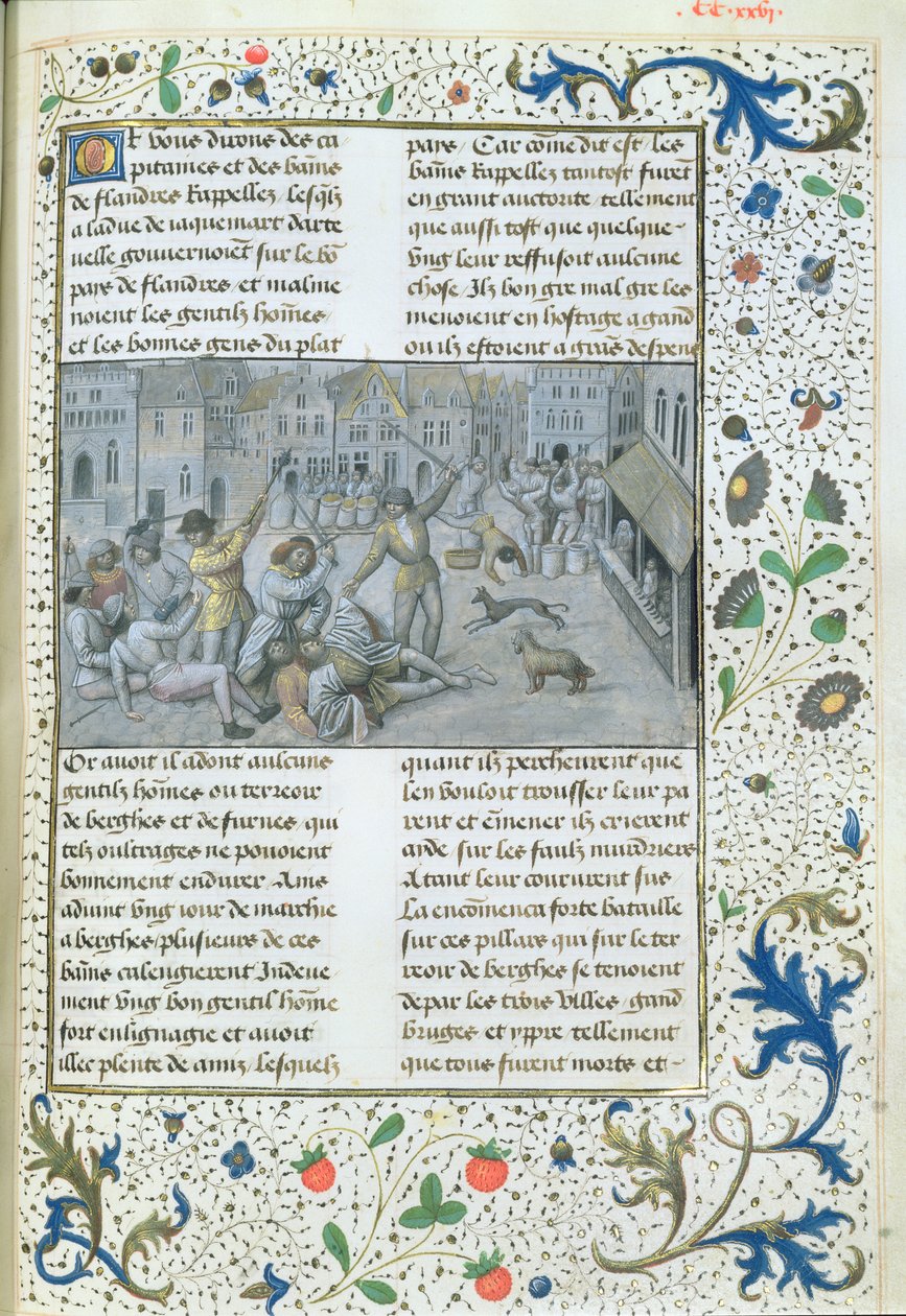 Ms 659 fol.226r Familjen Artevelde. Gatustrider i Gent, 1477 av Master of Mary of Burgundy