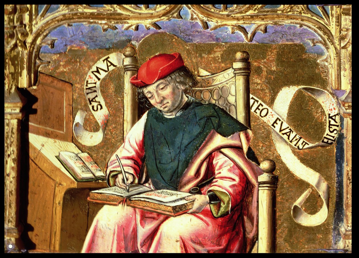 Matteus: Detalj av altartavlan av Master of Paredes