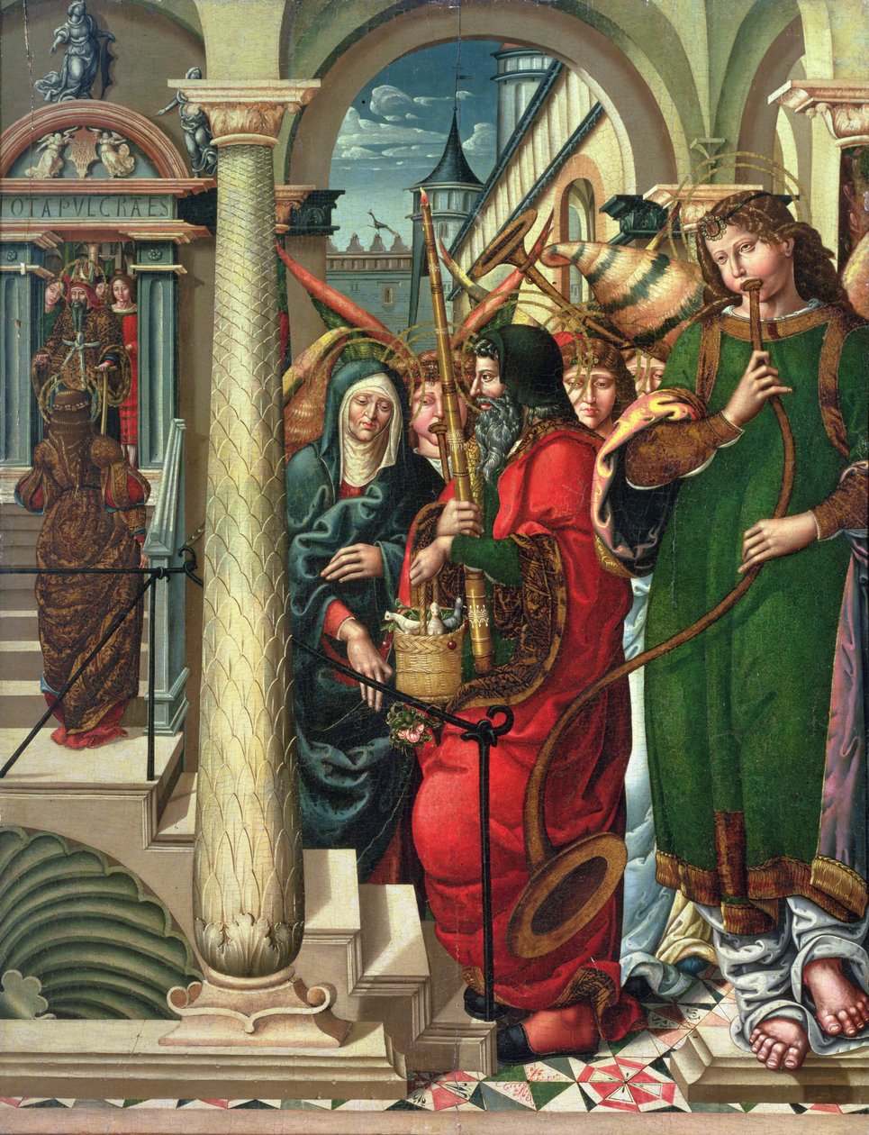 Presentationen av jungfrun i templet, 1519 (panel) av Master of Sigena