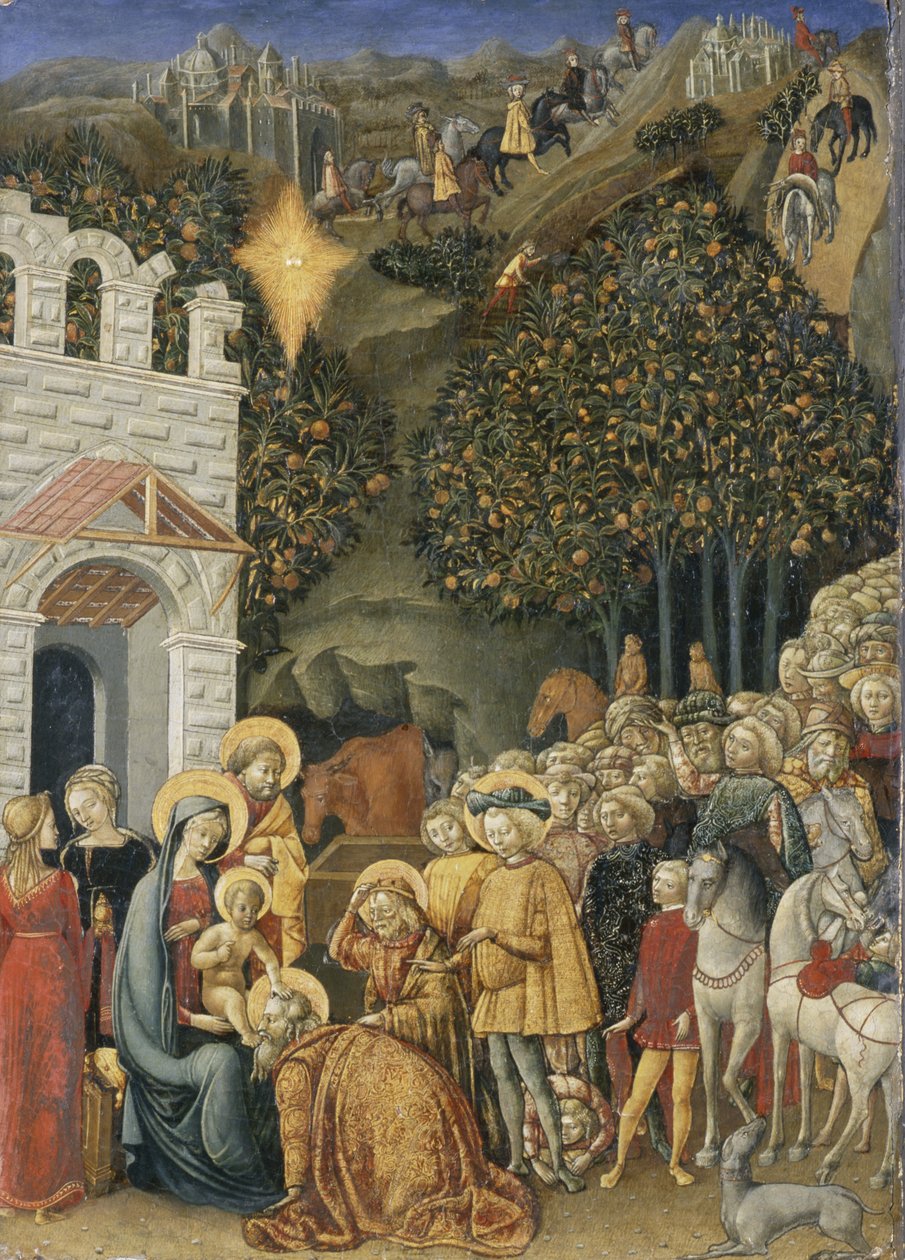The Adoration of the Magi, ca 1475-80 (tempera på trä) av Master of Stratonike Master of Stratonike