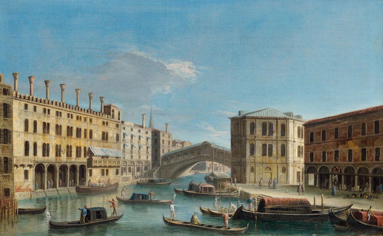 Canal Grande med utsikt över Rialtobron av Master of the Langmatt Foundation Views
