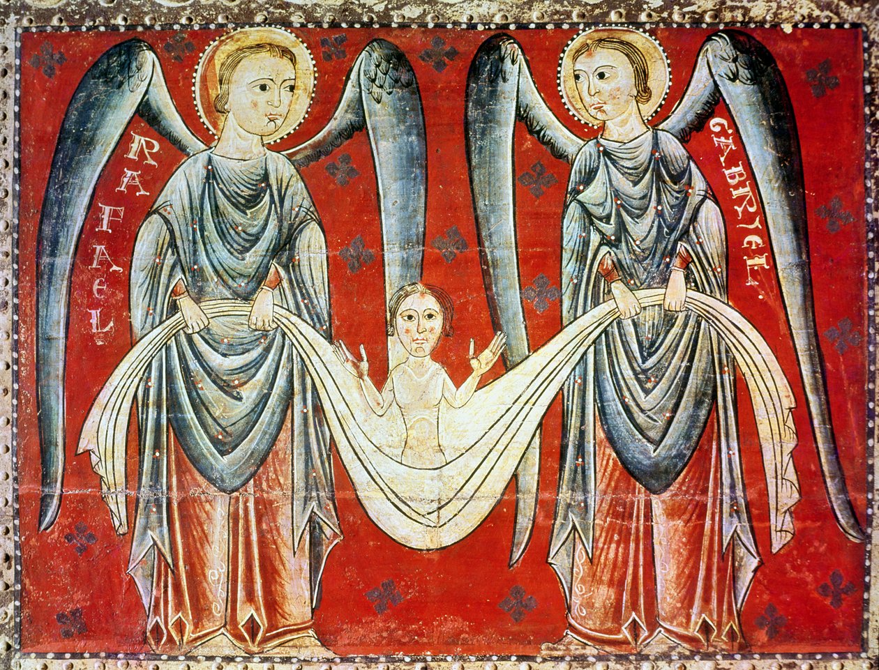 St. Gabriel och St. Rafael, ca 1200 av Master of the Llusanes