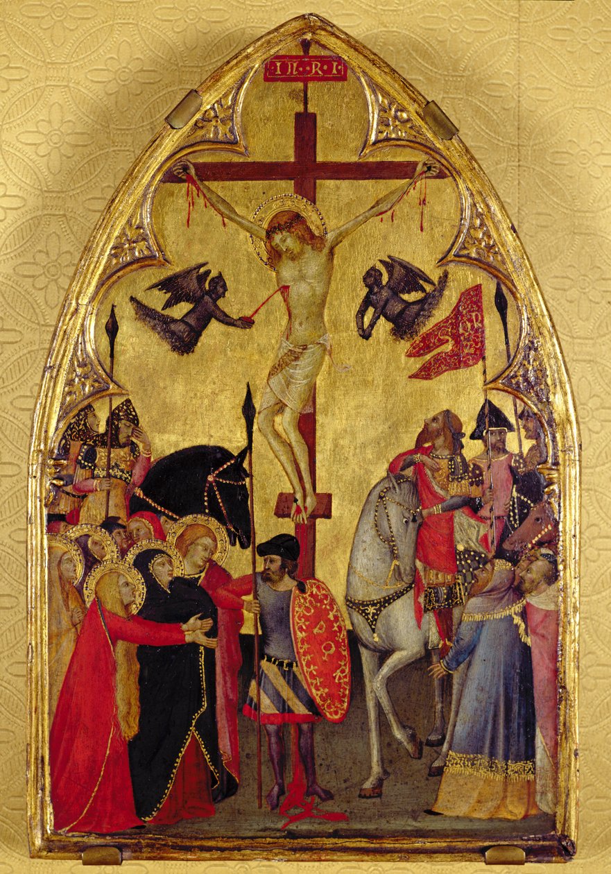 Korsfästelsen (guld och tempera på panel) av Master of the Pieta