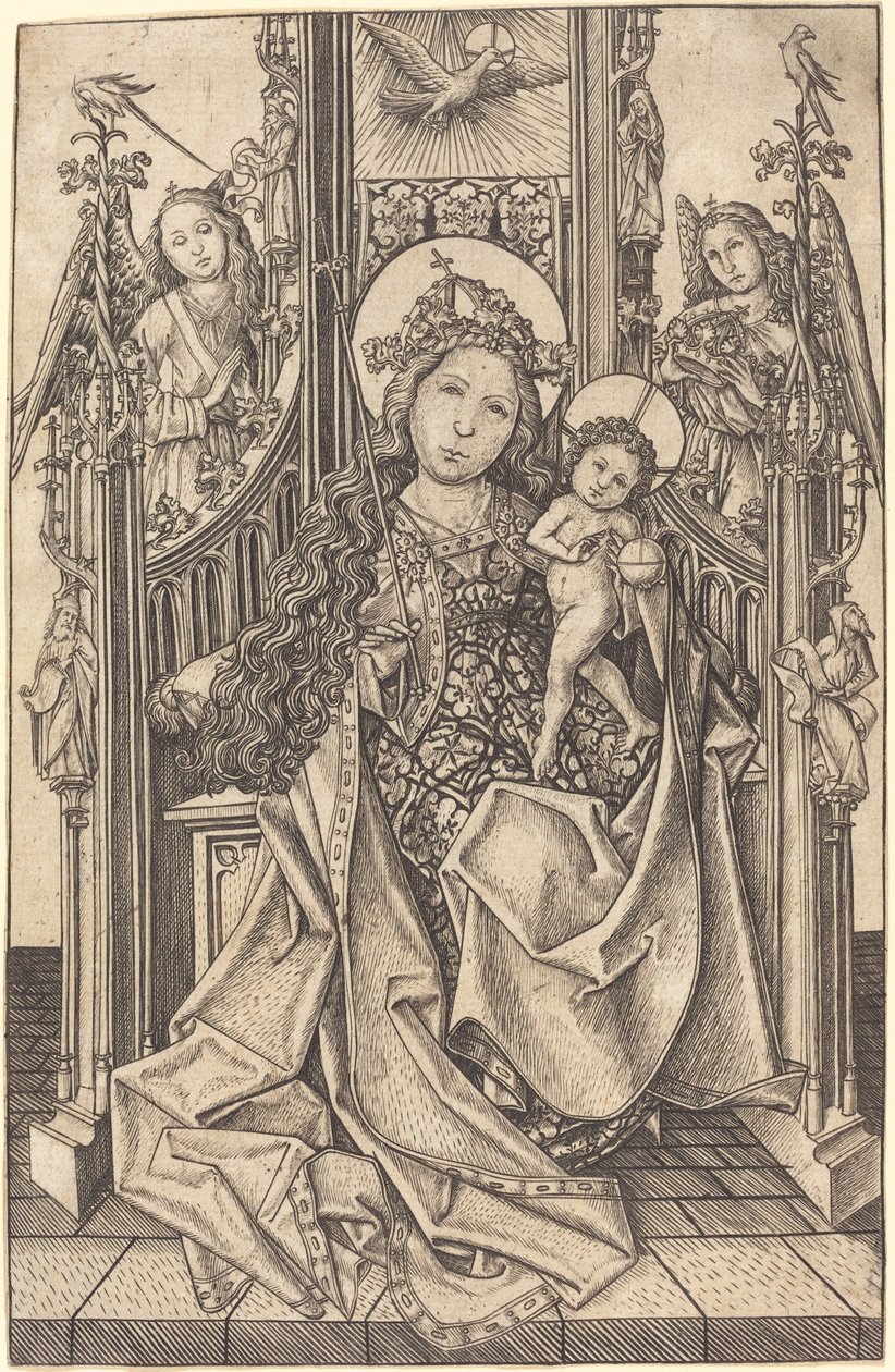 Madonna och Child Enthroned av Master E.S.
