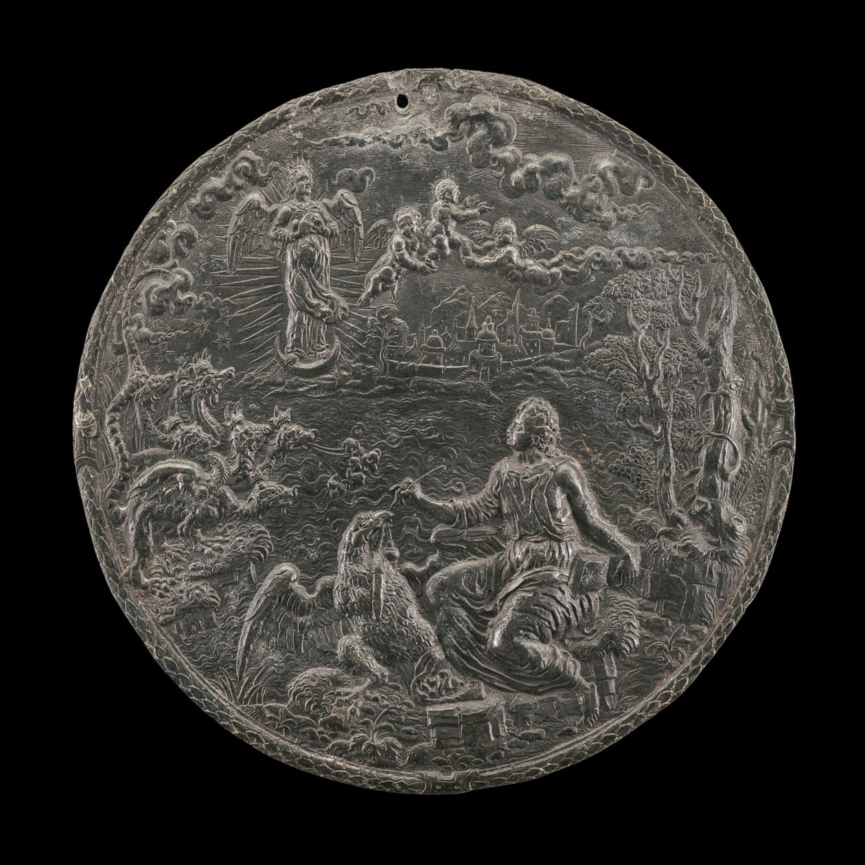 Saint John komponerar uppenbarelse på Patmos, 1570-talet av Master H.G.