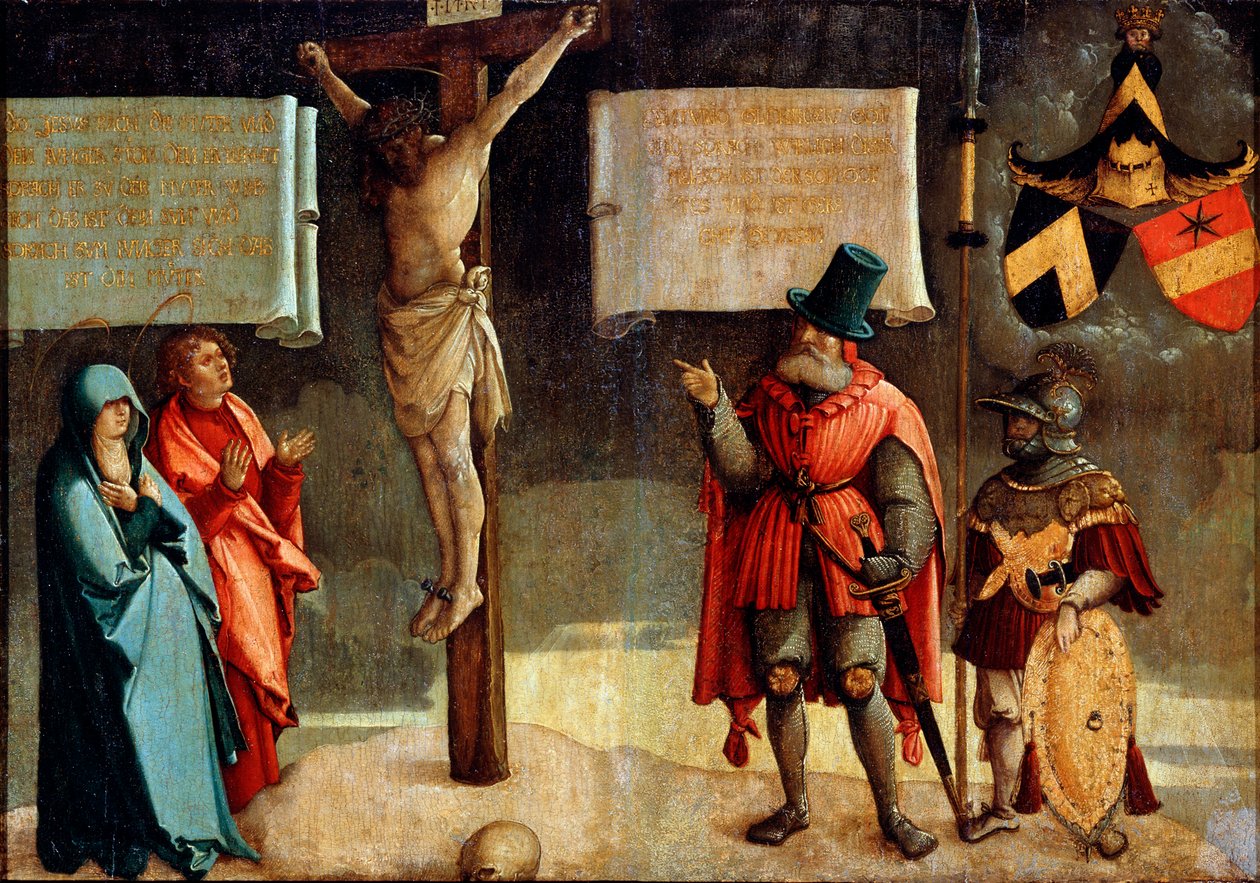 Korsfästelse med donatorer, 1500-talet. av Master of Messkirch