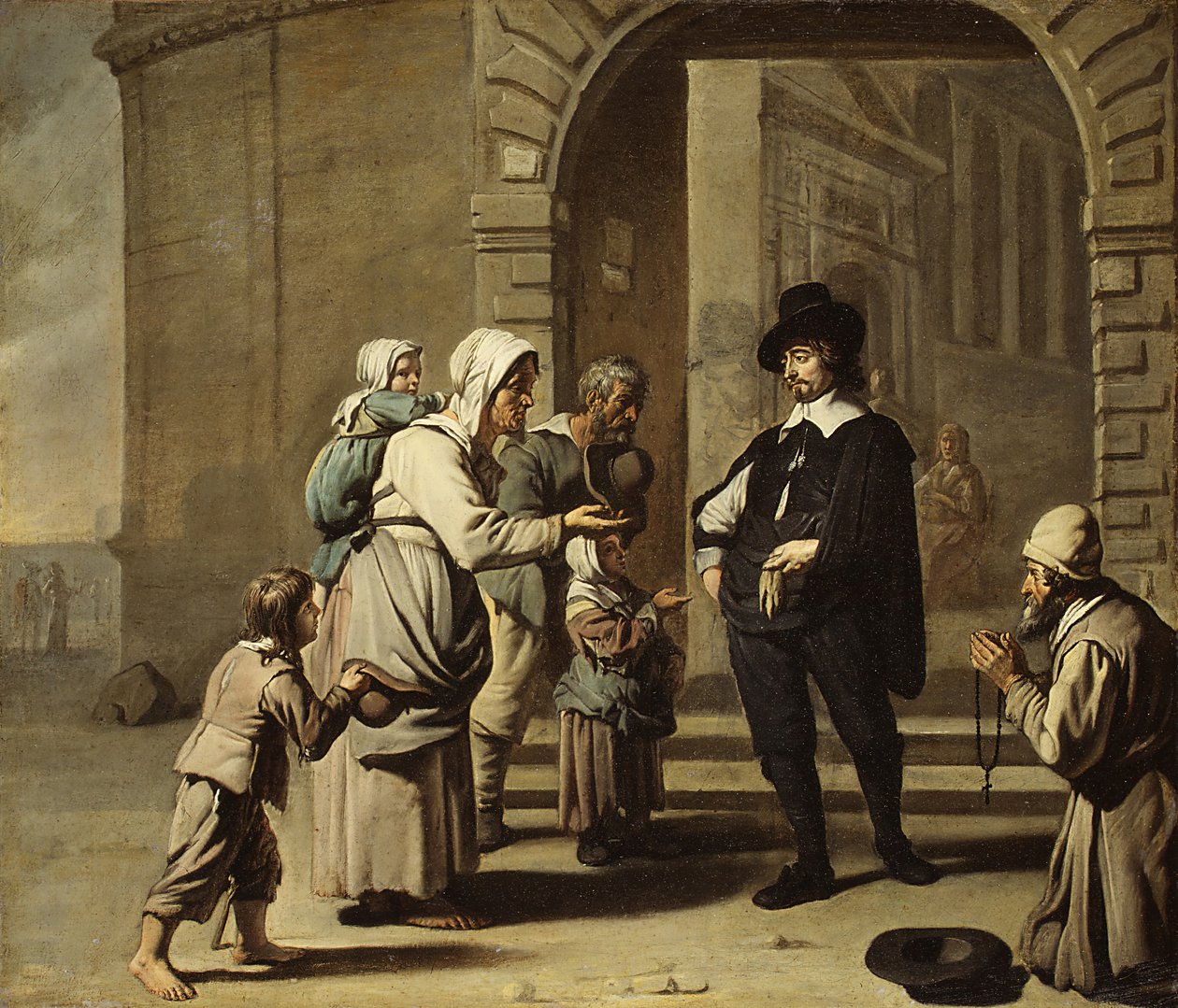 Tiggare vid en dörröppning av Master of the Béguins