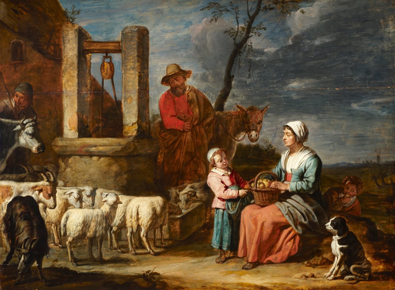 Bondefamilj vid en brunn av Master of the Béguins