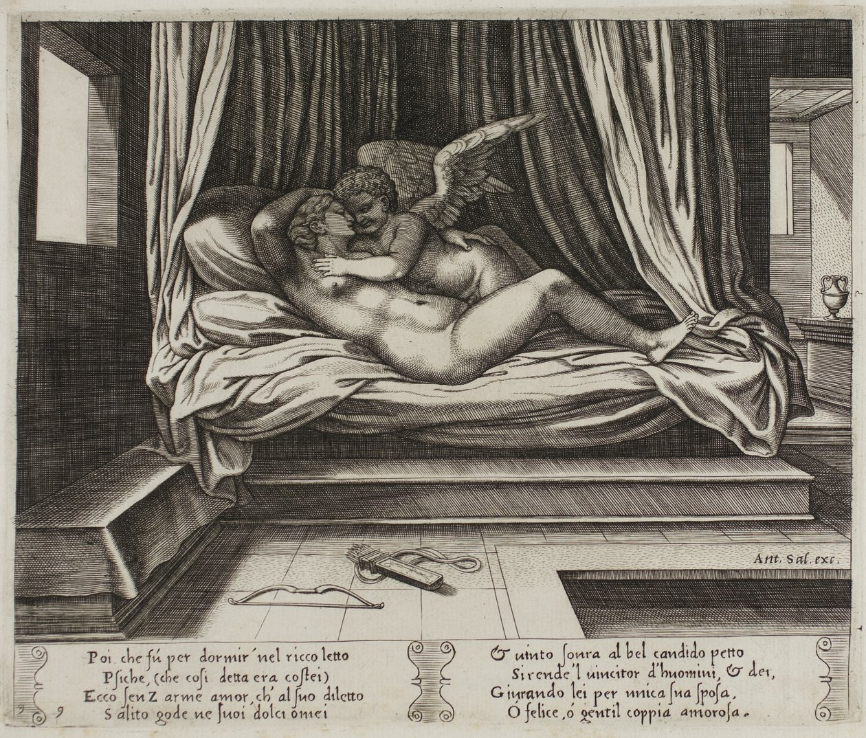 Amor i Psyches famn av Master of the Die