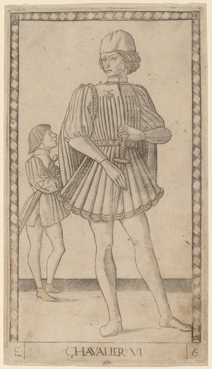 Chevalier (Knight) av Master of the E Series Tarocchi