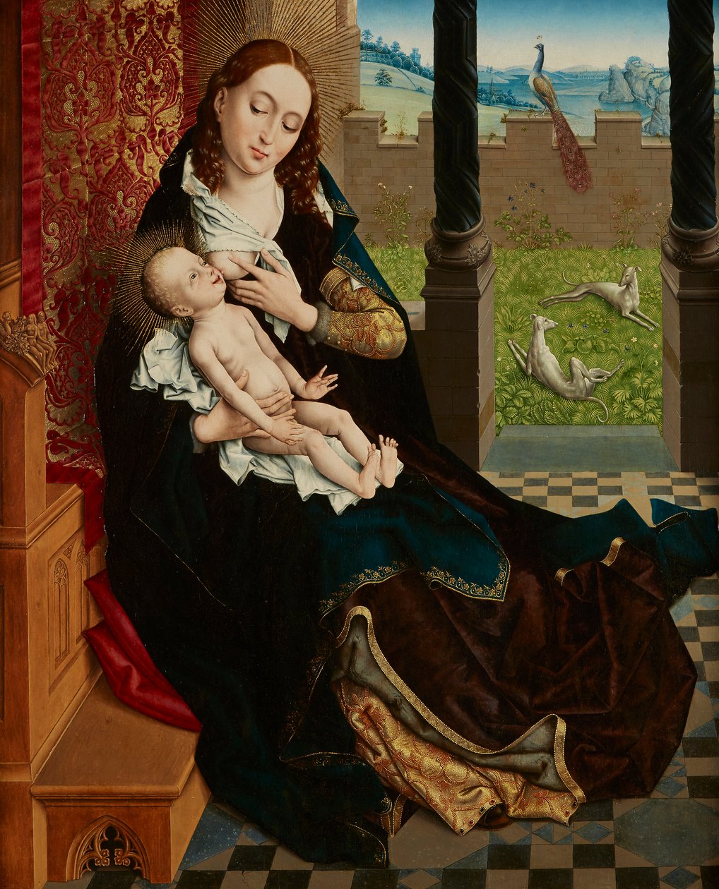 Omvårdnad Madonna av Master of the Embroidered Foliage