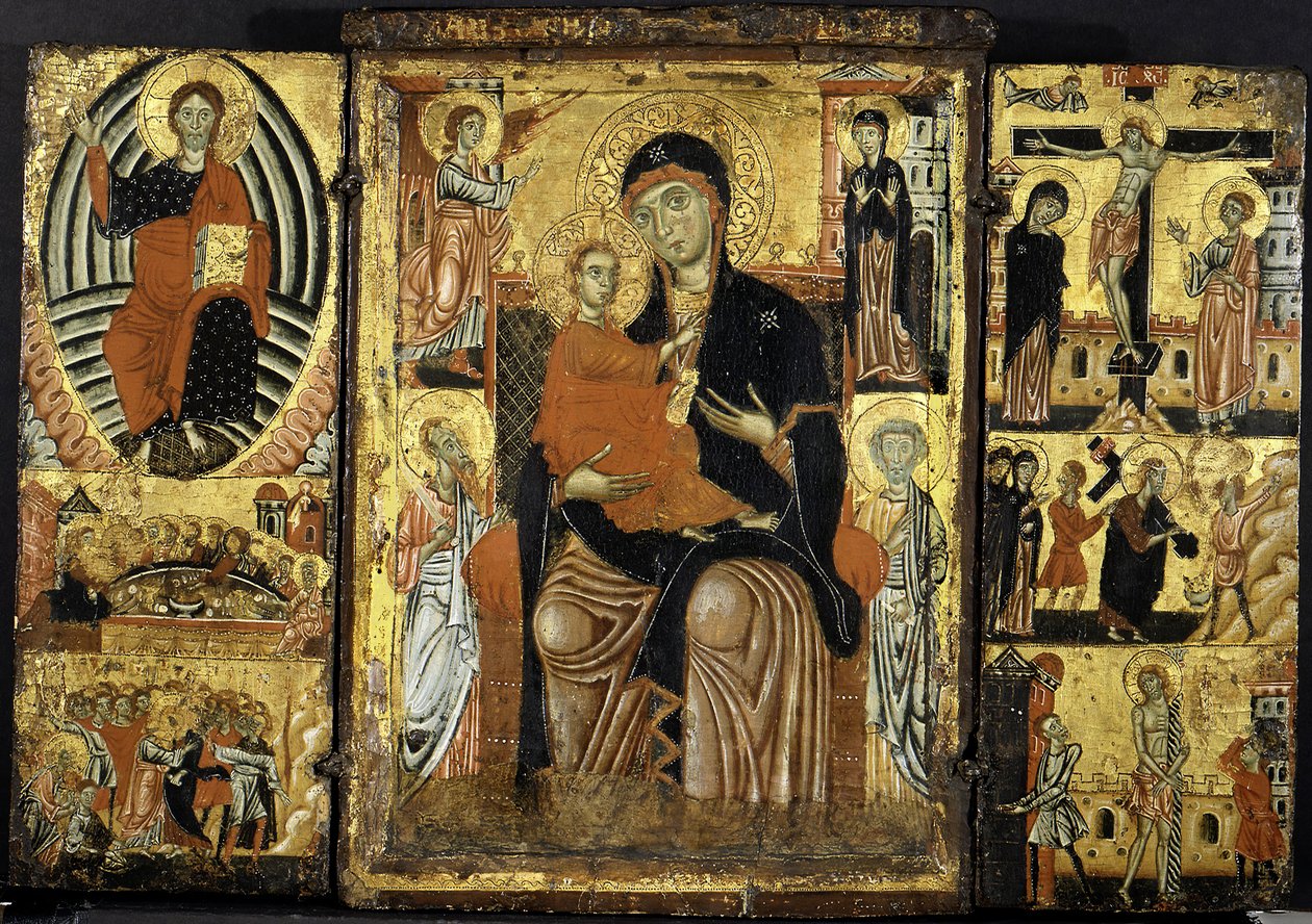 Madonna och Child Enthroned. av Master of the Magdalen
