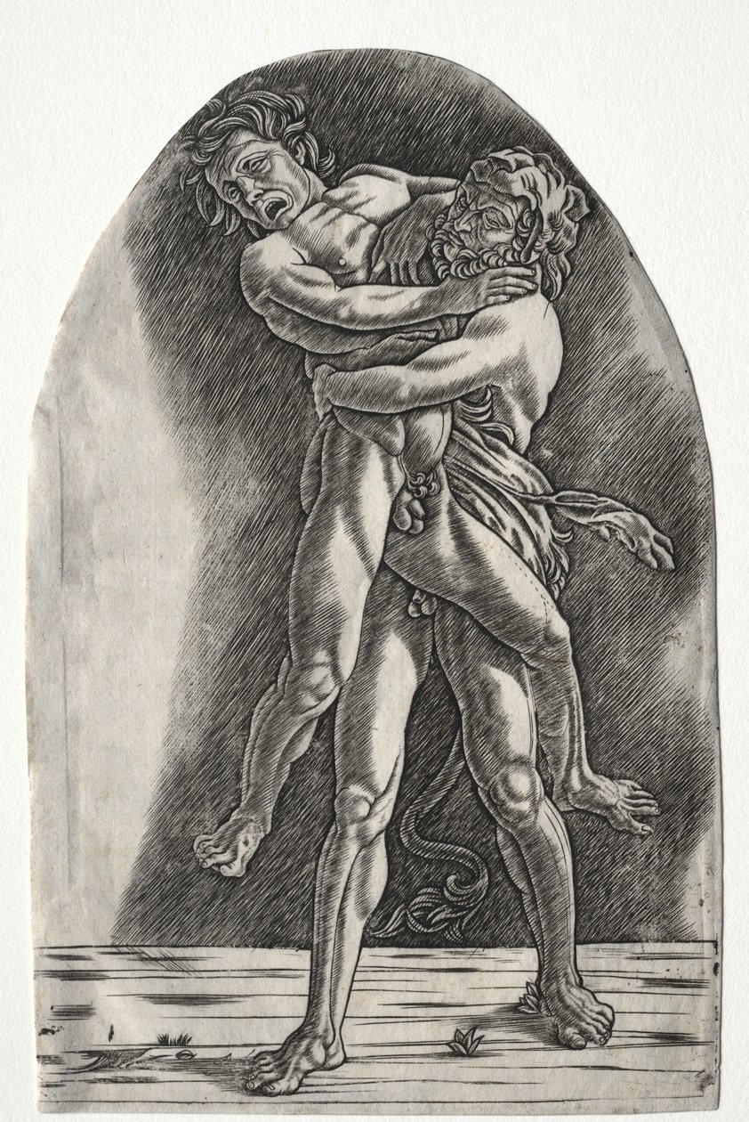 Hercules och Antaeus av Master of the Year 1515
